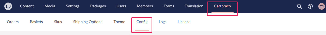 Umbraco Back Office Ecommerce Configuration Section