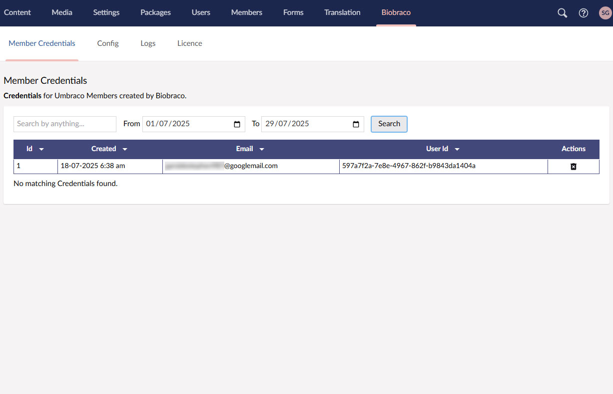 Biobraco Umbraco Back Office Credentials