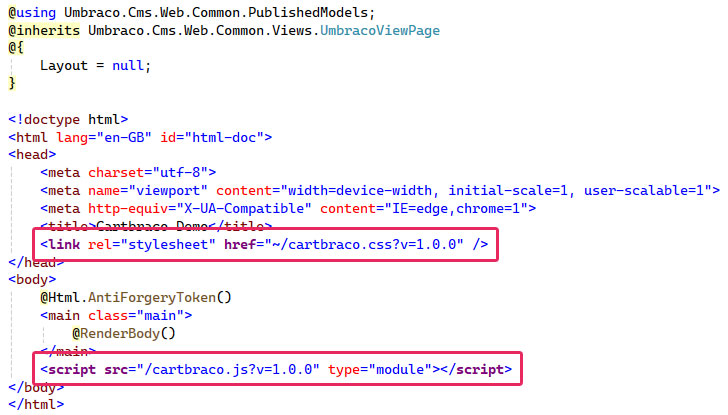 Add Javascript And Css Links For Umbraco Ecommerce